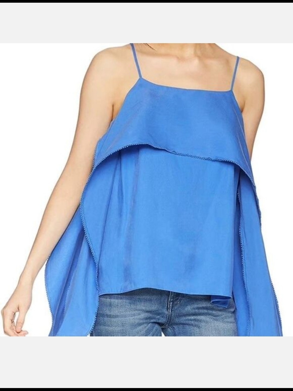 Halston Heritage Bright Blue Drapey Camisole Effortless Top Womens XS